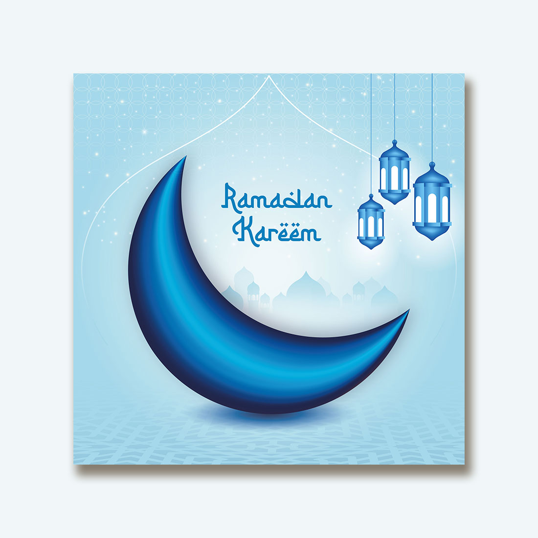 Ramadan Kareem greeting card with Islamic background preview image.