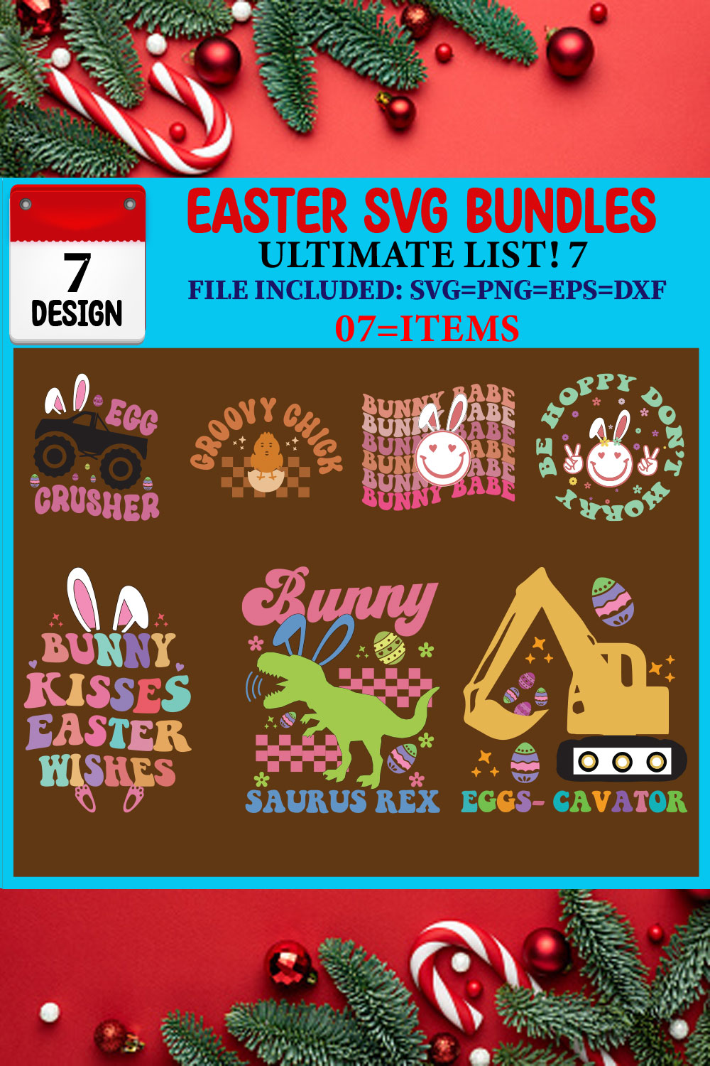 Easter SVG 07 T-shirt Design Bundle pinterest preview image.