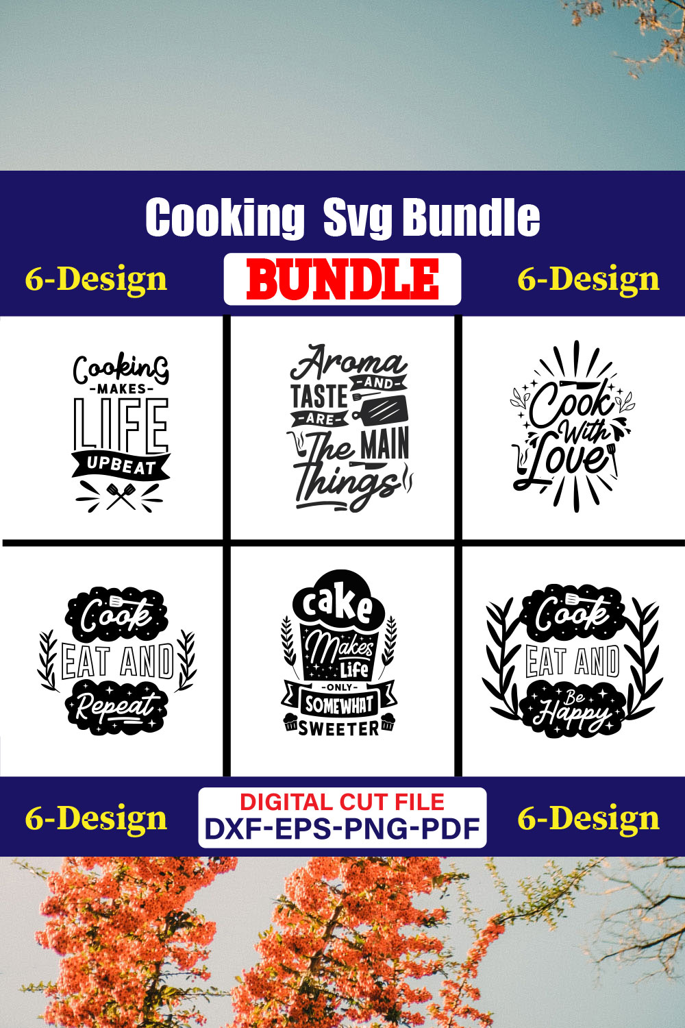 Cooking T-shirt Design Bundle Vol-16 pinterest preview image.