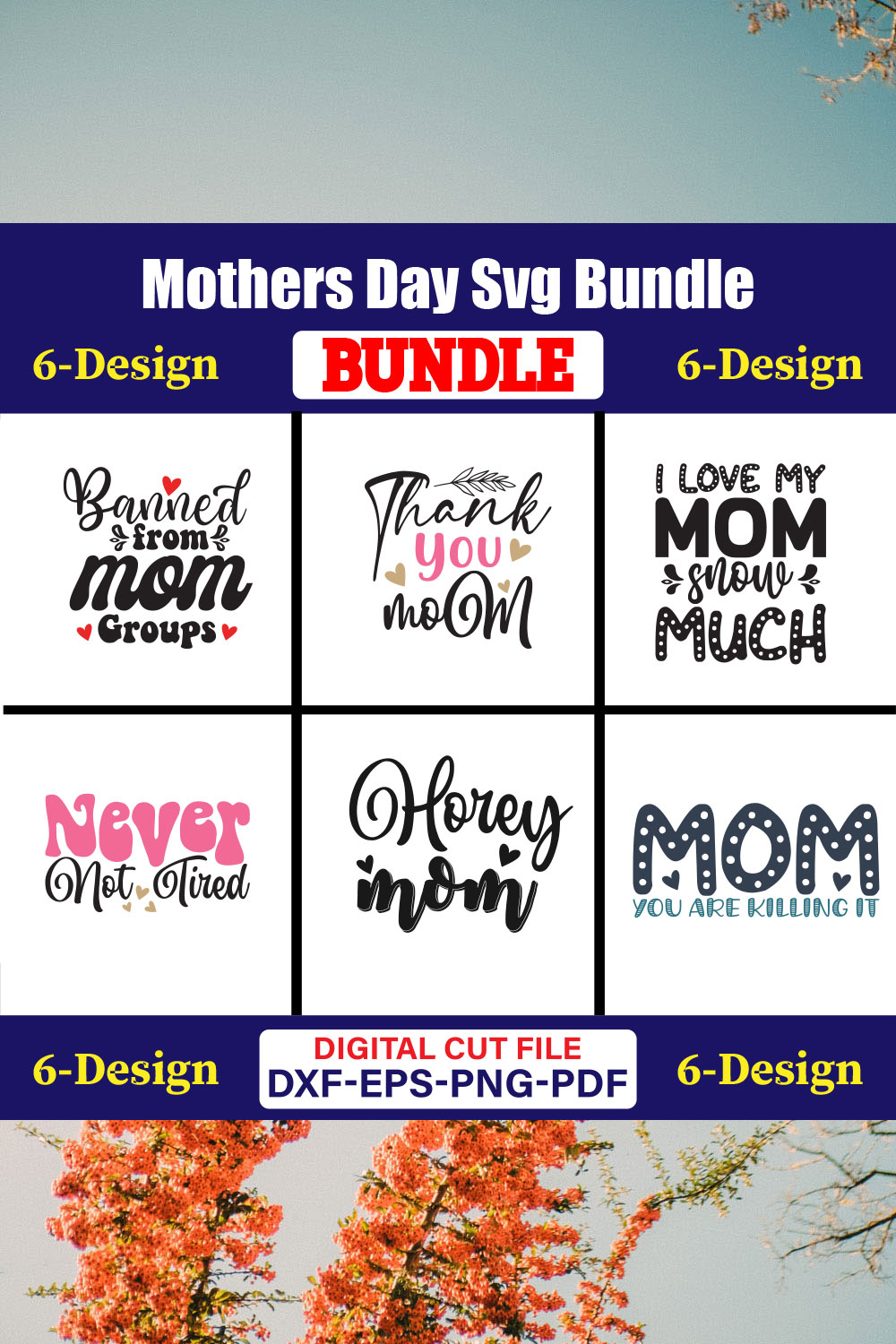 Mothers Day SVG Bundle, Mom life svg, Mama svg, Funny Mom Svg, Blessed mama svg, Mom of boys girls svg-Vol-137 pinterest preview image.