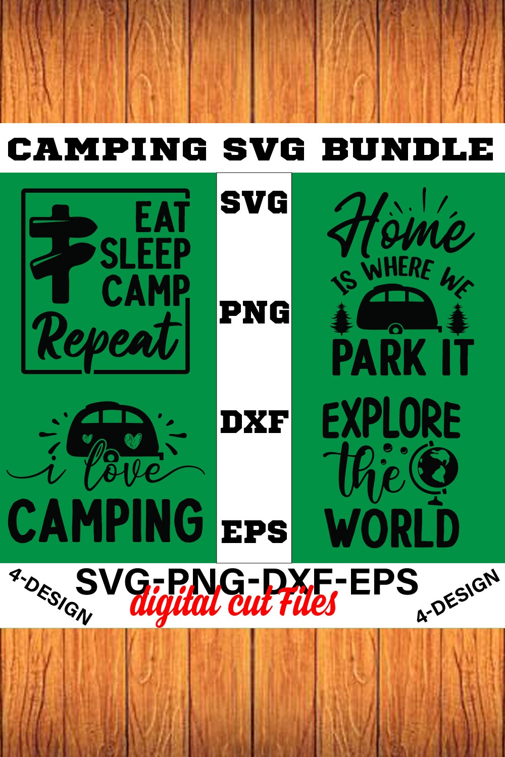 Camping SVG T-shirt Design Bundle Volume-02 pinterest preview image.