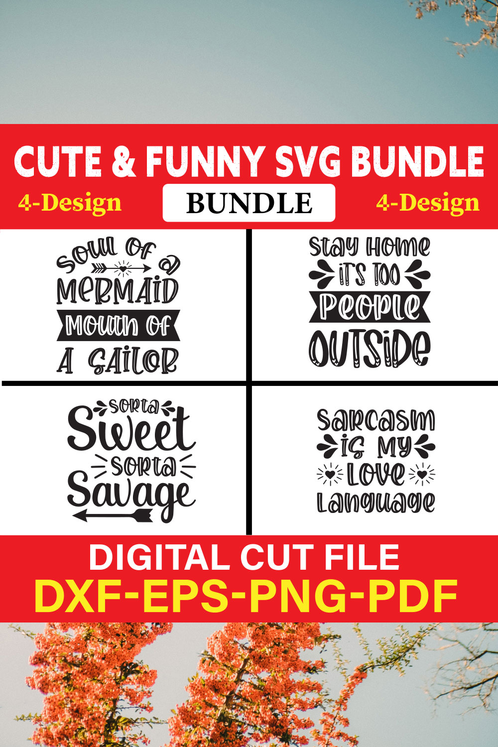 Cute & Funny T-shirt Design Bundle Vol-3 pinterest preview image.