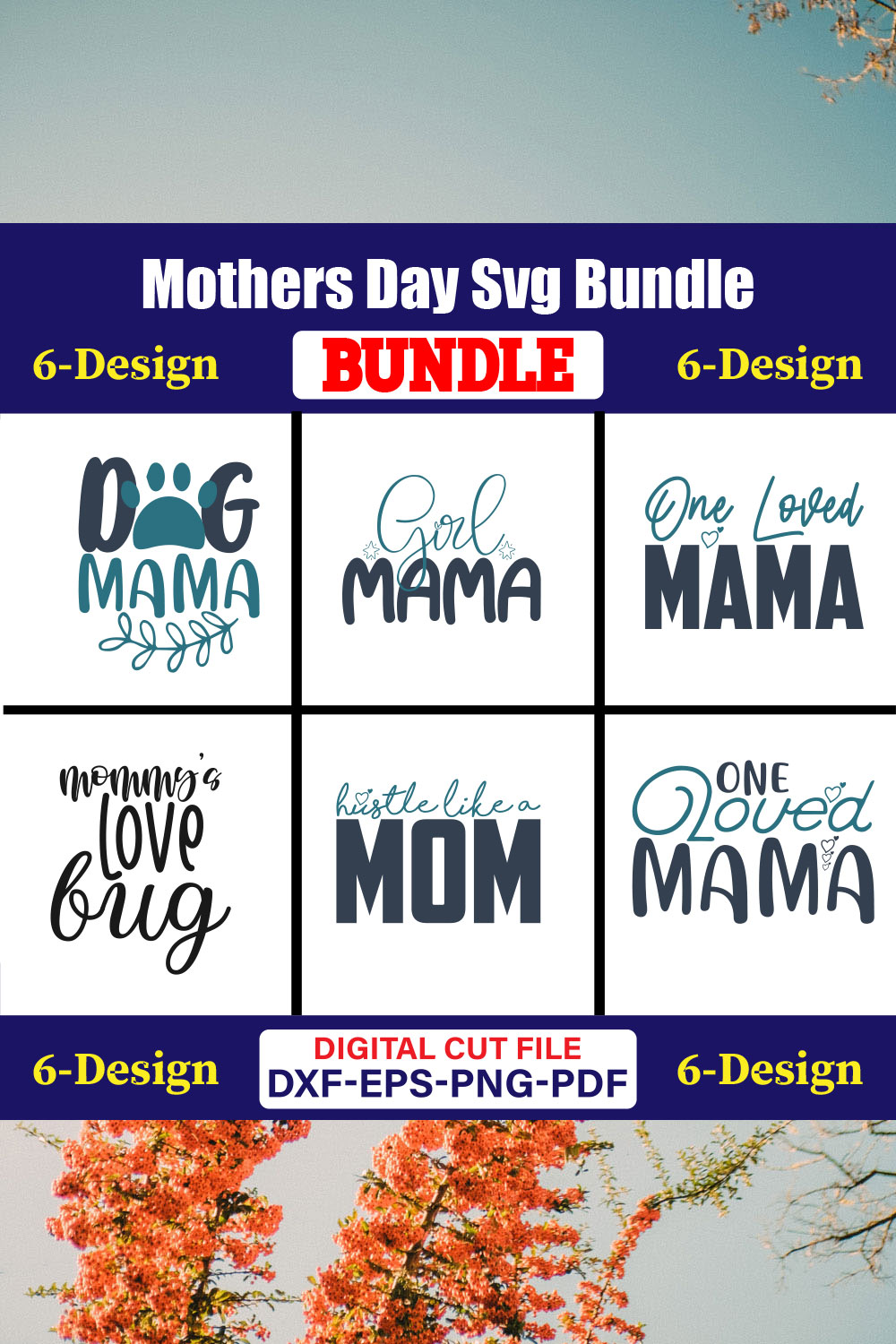 Mothers Day SVG Bundle, Mom life svg, Mama svg, Funny Mom Svg, Blessed mama svg, Mom of boys girls svg-Vol-110 pinterest preview image.