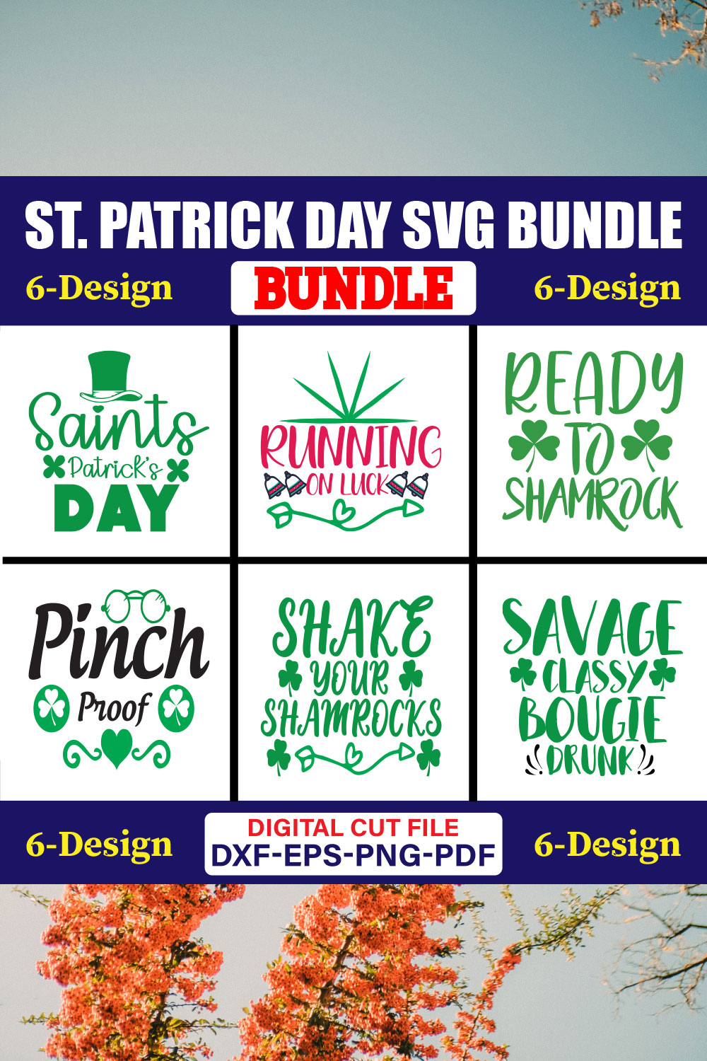 St Patrick Day SVG T-shirt Design Bundle Vol-30 pinterest preview image.