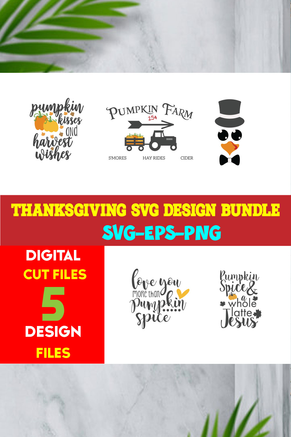 Thanksgiving T-shirt Design Bundle Volume-07 pinterest preview image.