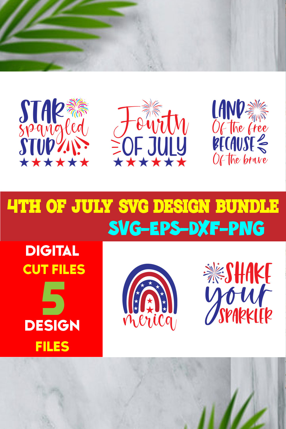 4th Of July Svg Design Bundle volume -02 pinterest preview image.