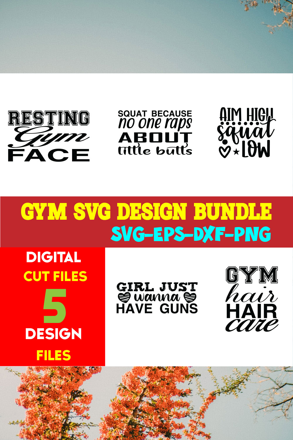 Gym T-shirt Design Bundle Volume-02 pinterest preview image.