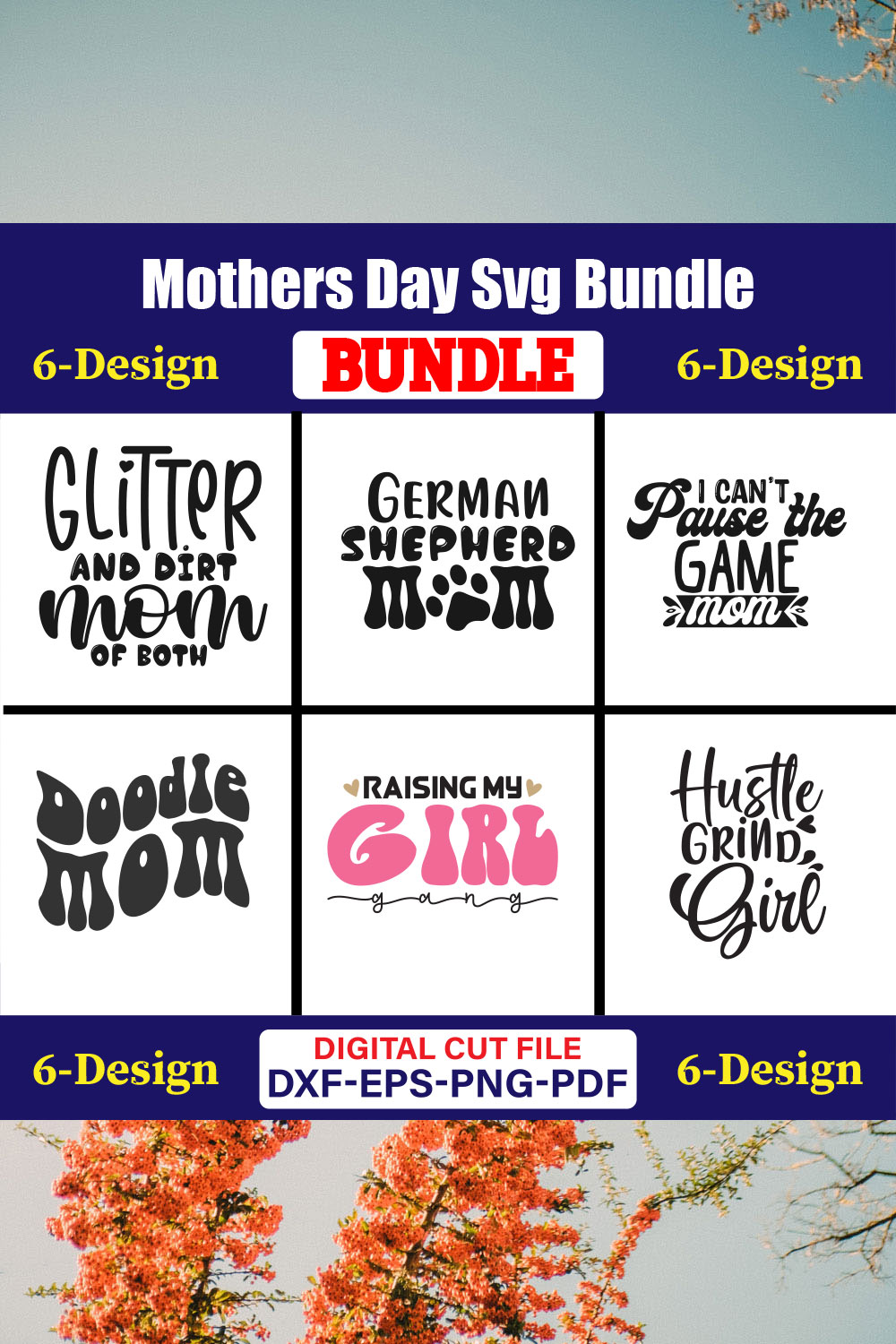 Mothers Day SVG Bundle, Mom life svg, Mama svg, Funny Mom Svg, Blessed mama svg, Mom of boys girls svg-Vol-142 pinterest preview image.