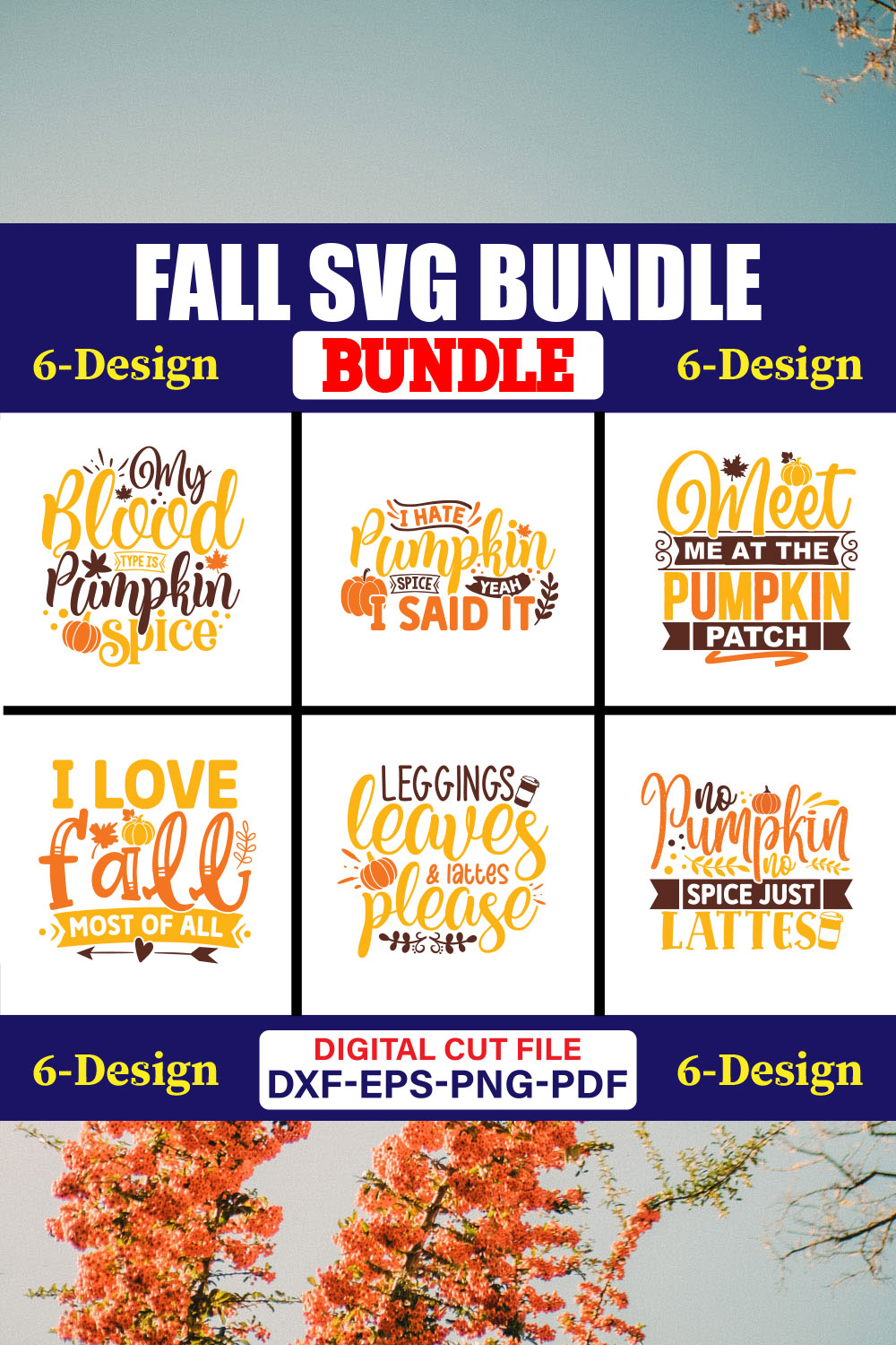 Fall SVG T-shirt Design Bundle Vol-02 pinterest preview image.