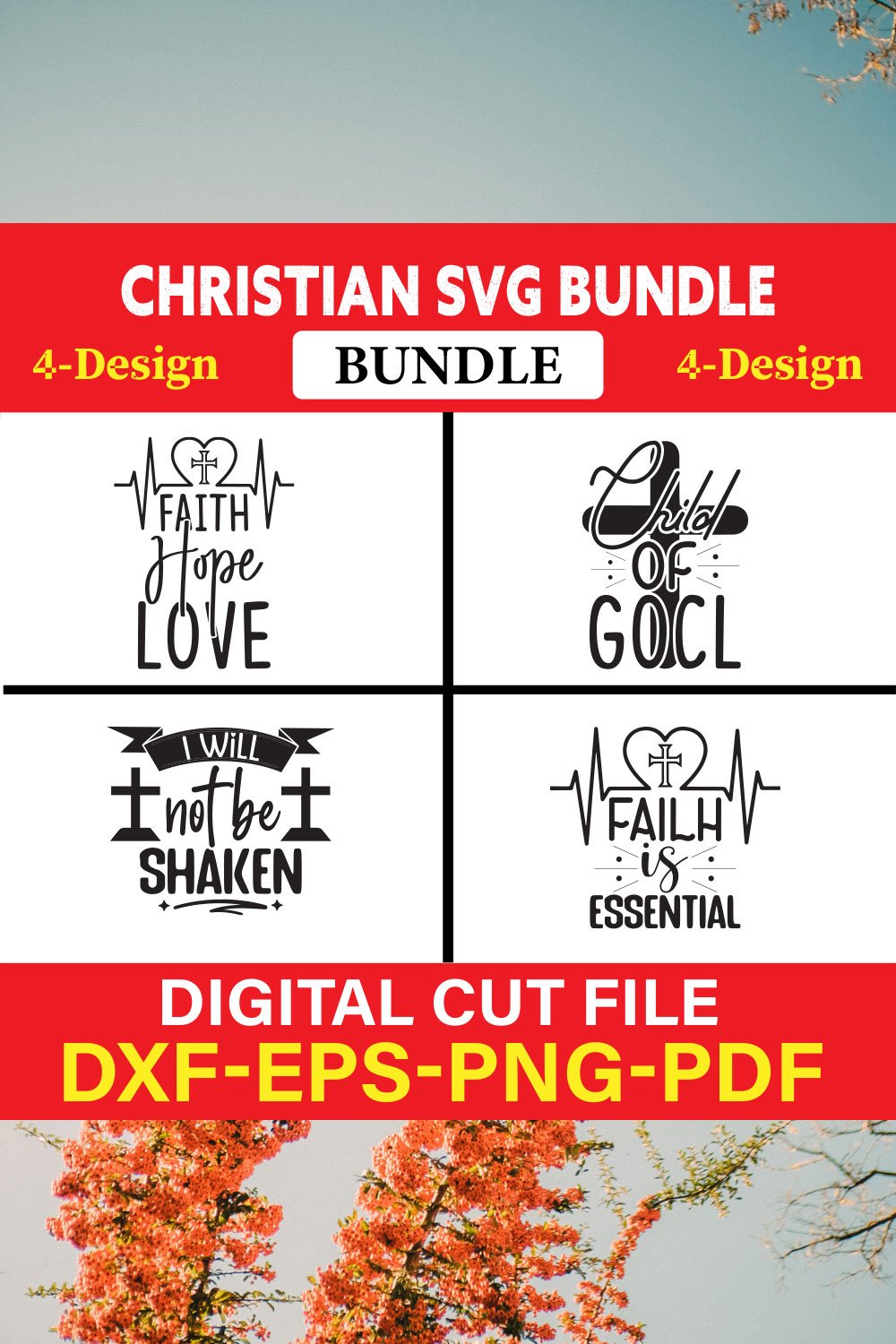 Christian T-shirt Design Bundle Vol-26 pinterest preview image.