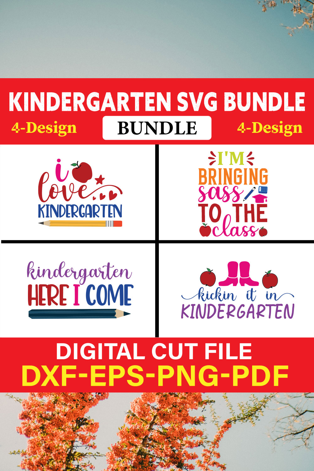 Kindergarten T-shirt Design Bundle Vol-2 pinterest preview image.