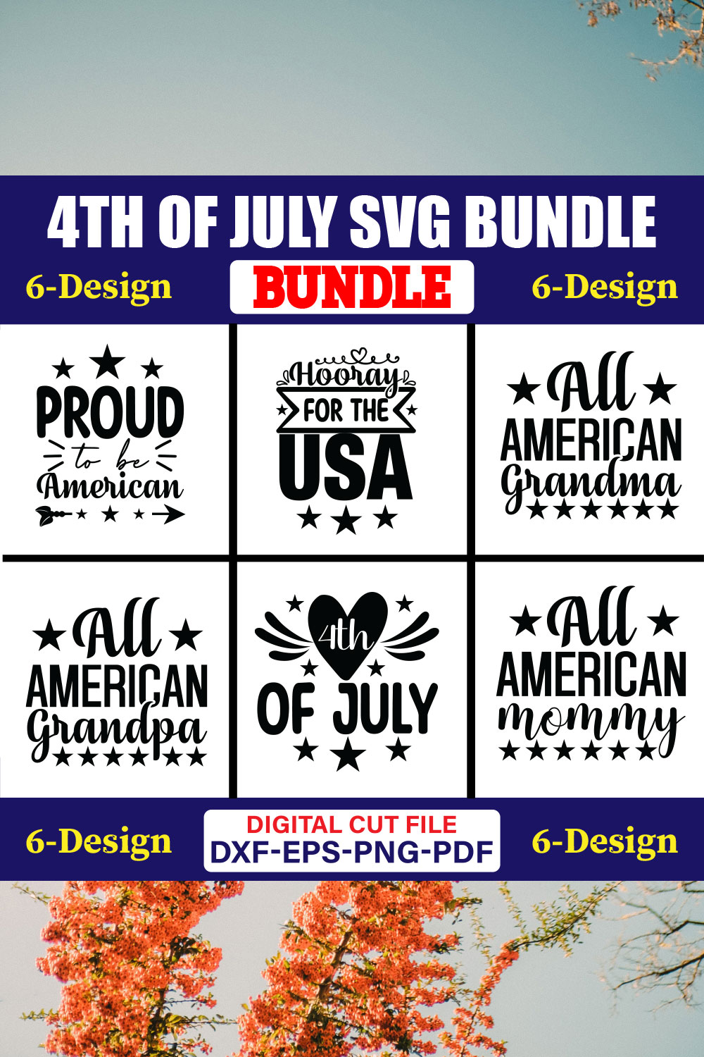 4th Of July SVG T-shirt Design Bundle Vol-16 pinterest preview image.