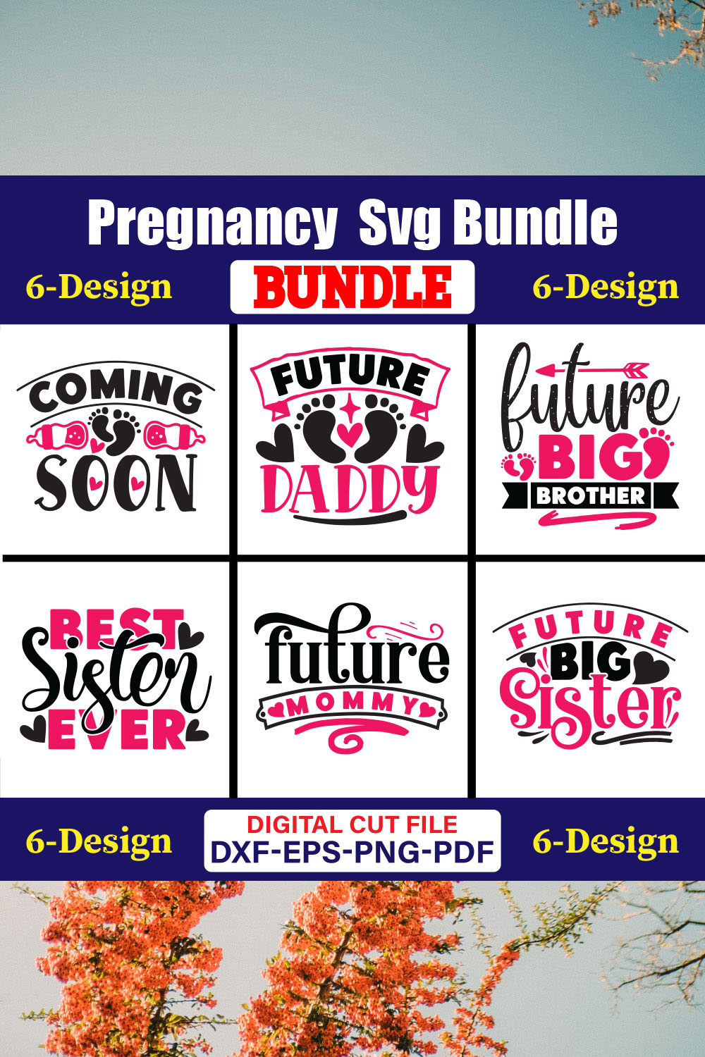 Pregnancy SVG T-shirt Design Bundle Vol-01 pinterest preview image.