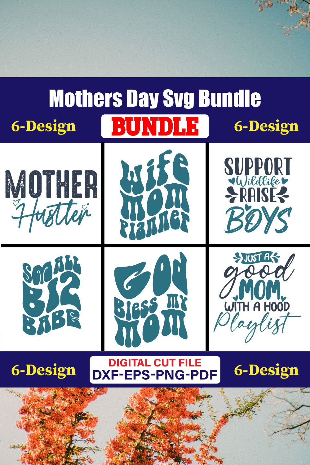 Mothers Day SVG Bundle, Mom life svg, Mama svg, Funny Mom Svg, Blessed mama svg, Mom of boys girls svg-Vol-86 pinterest preview image.