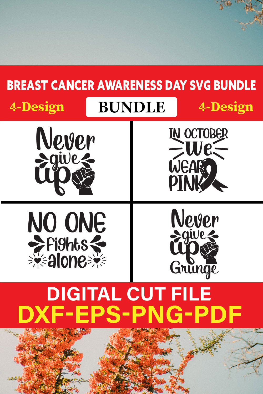 Breast Cancer Awareness T-shirt Design Bundle Vol-9 pinterest preview image.