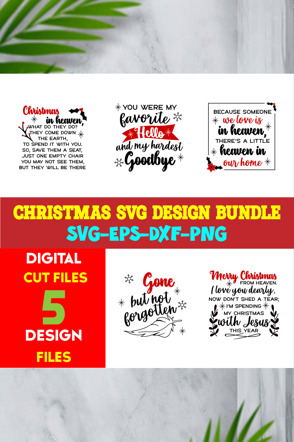 Christmas T-shirt Design SVG Bundle Free Volume-66 pinterest preview image.