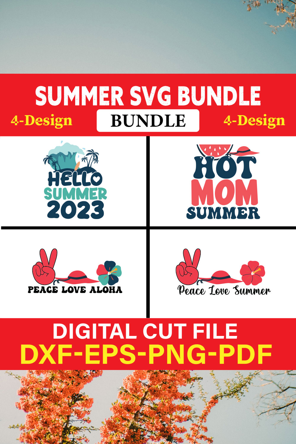 Summer T-shirt Design Bundle Vol-7 pinterest preview image.