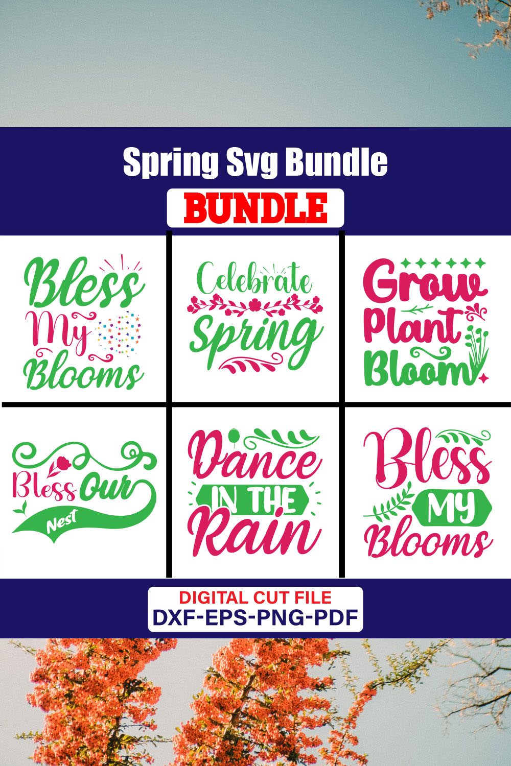 Spring T-shirt Design Bundle Vol-9 pinterest preview image.