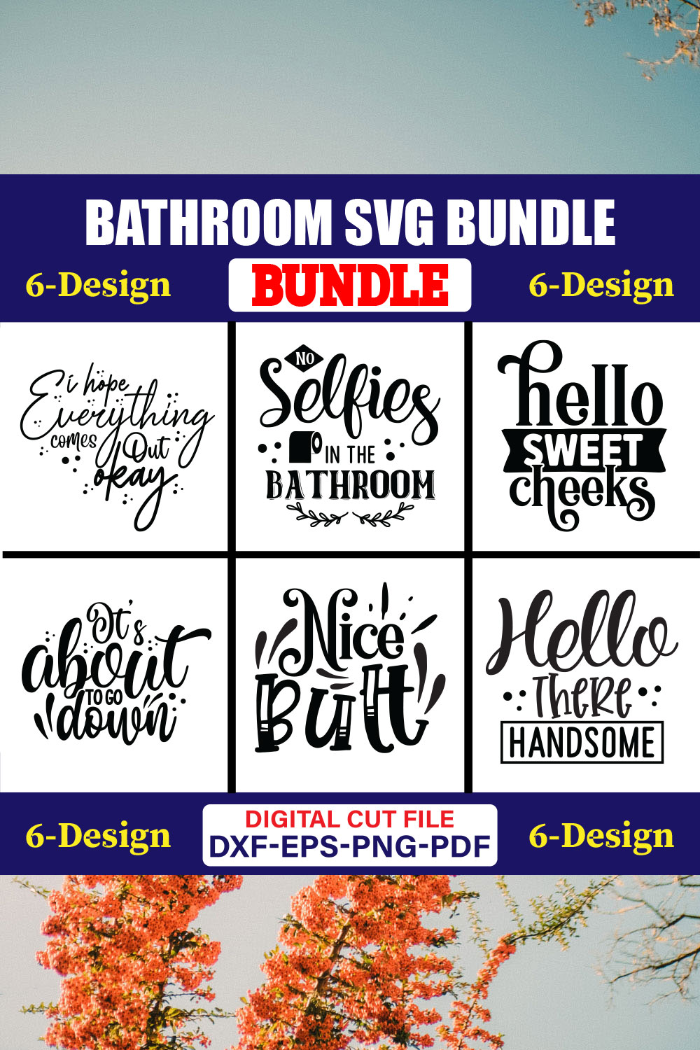 Bathroom SVG T-shirt Design Bundle Vol-02 pinterest preview image.