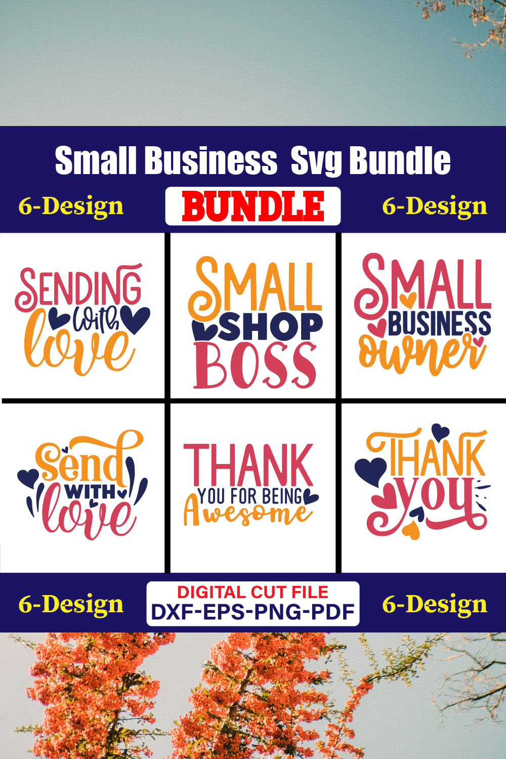 Small Business T-shirt Design Bundle Vol-02 pinterest preview image.