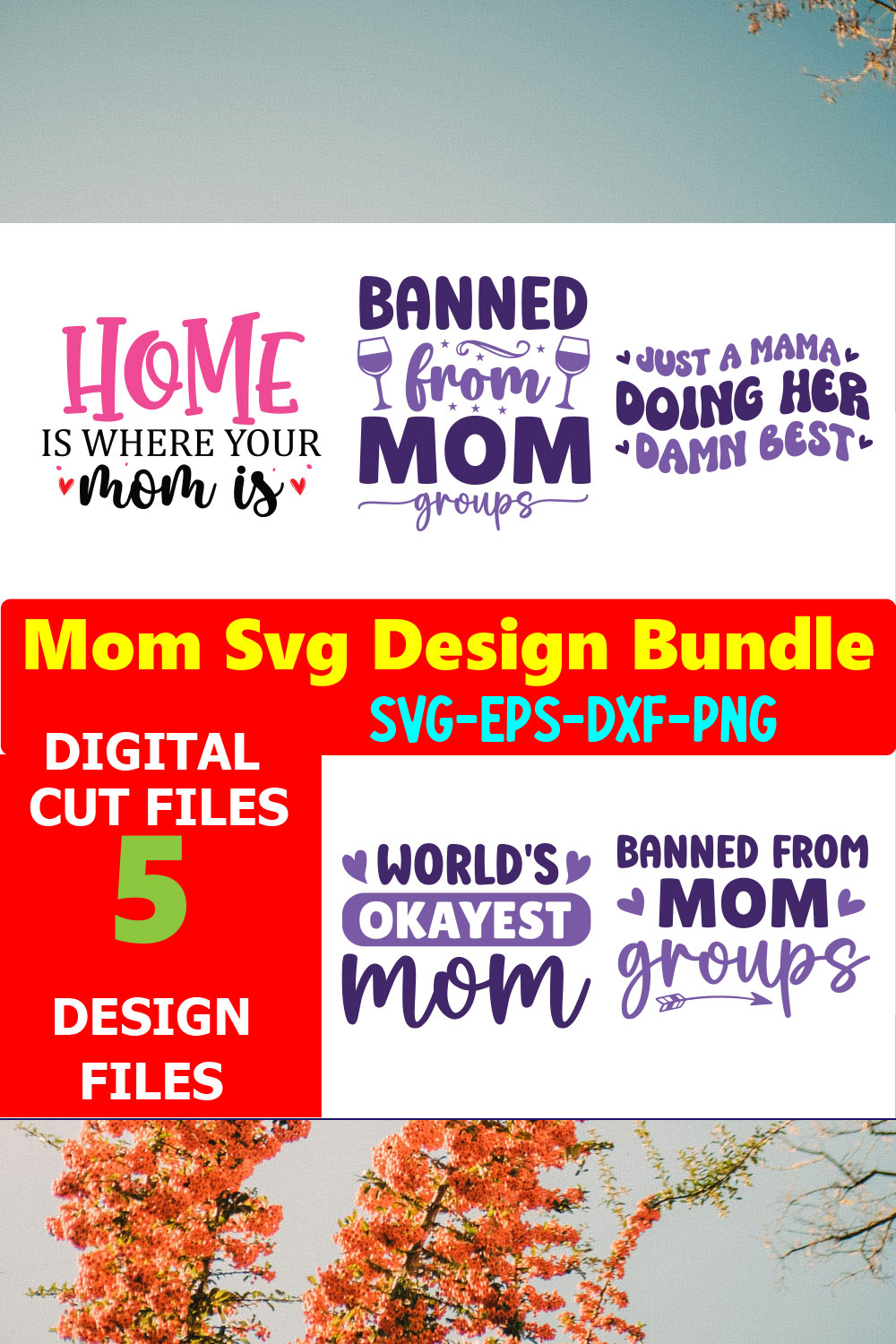 Mom SVG T-shirt Design Bundle Volume-07 pinterest preview image.