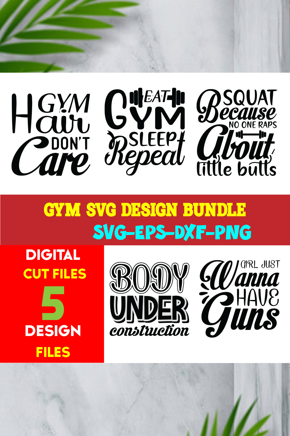 Gym T-shirt Design Bundle Volume-01 pinterest preview image.