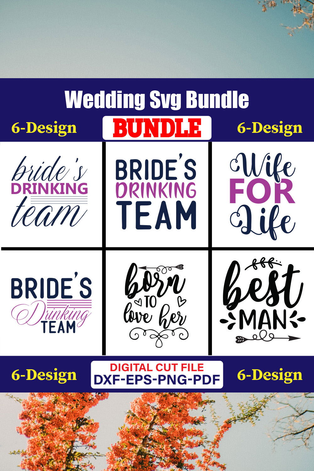 Wedding T-shirt Design Bundle volume -07 pinterest preview image.