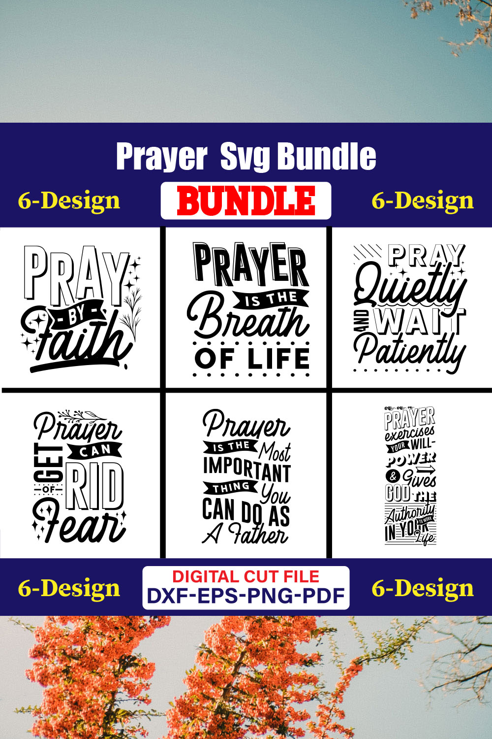 Prayer SVG T-shirt Design Bundle Vol-03 pinterest preview image.