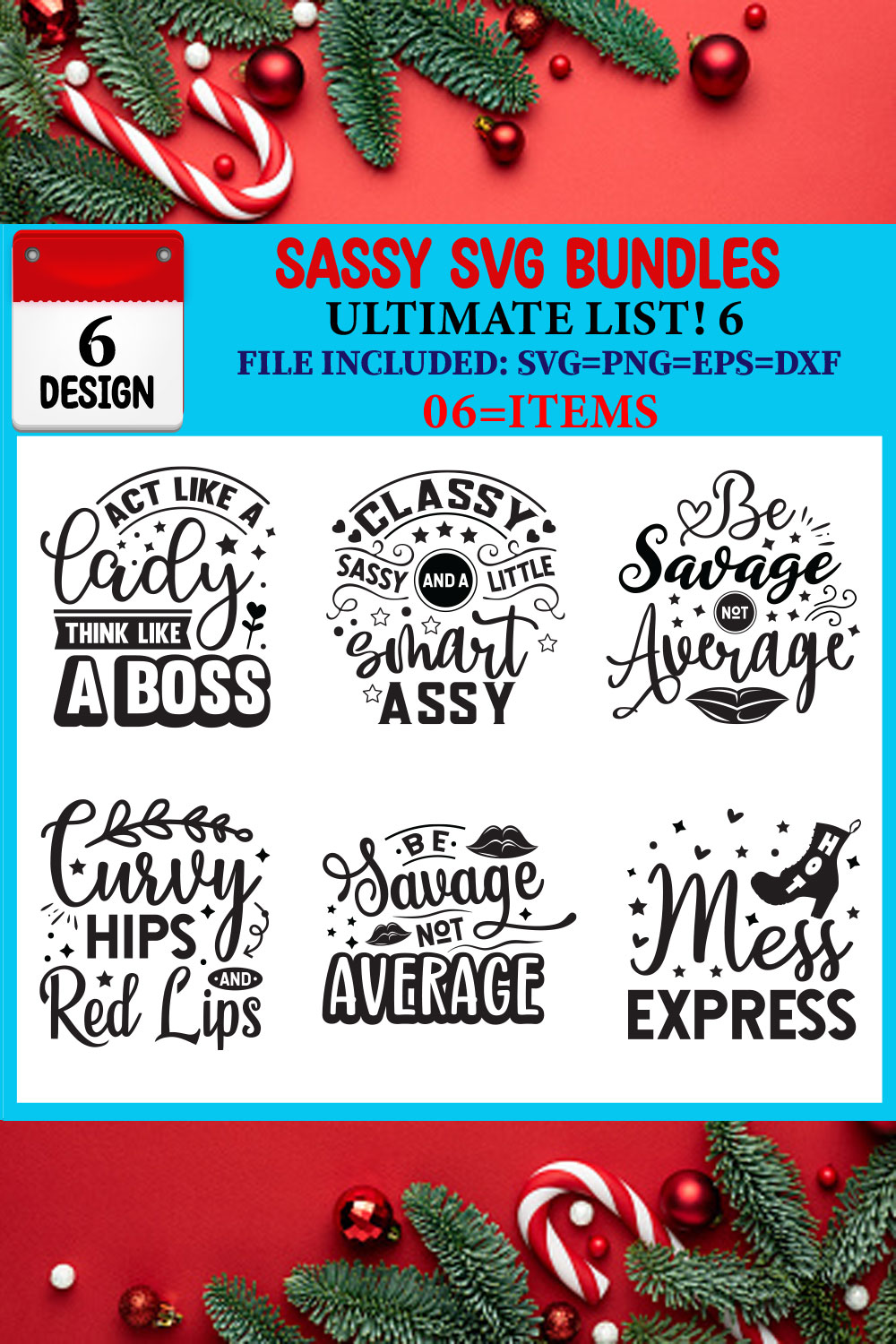 Sassy SVG 06 T-shirt Design Bundle pinterest preview image.