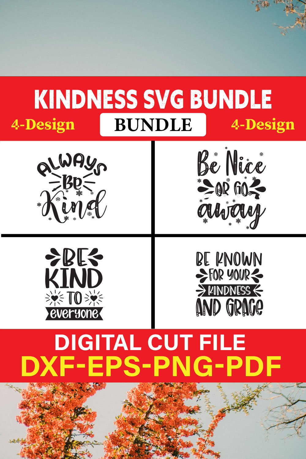 Kindness T-shirt Design Bundle Vol-1 pinterest preview image.