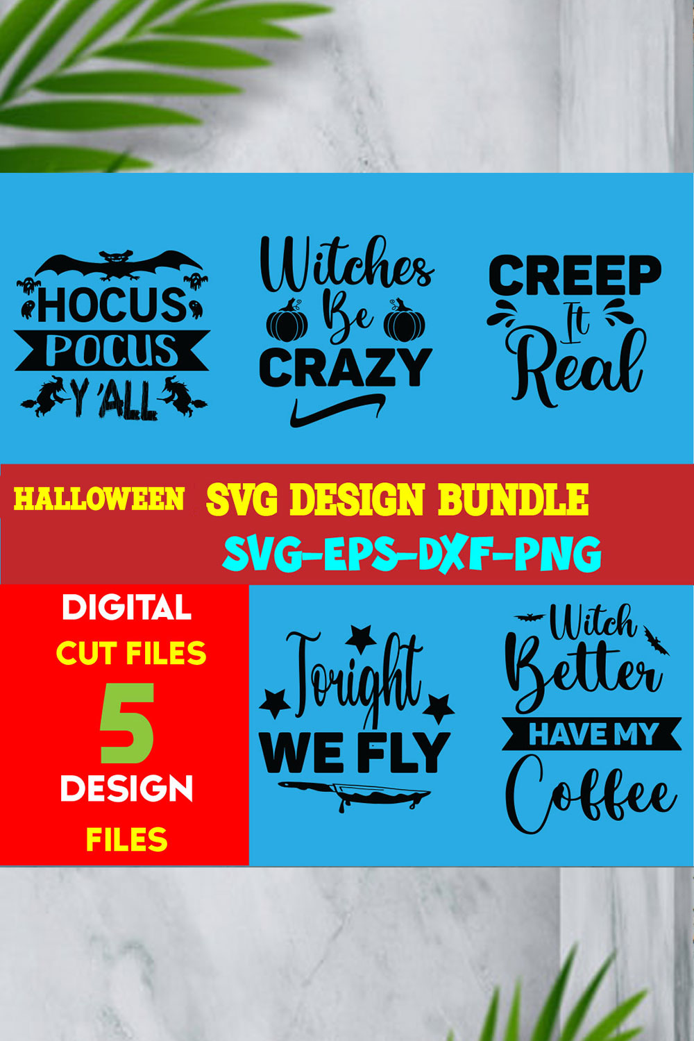 Halloween T-shirt Design Bundle Volume-02 pinterest preview image.