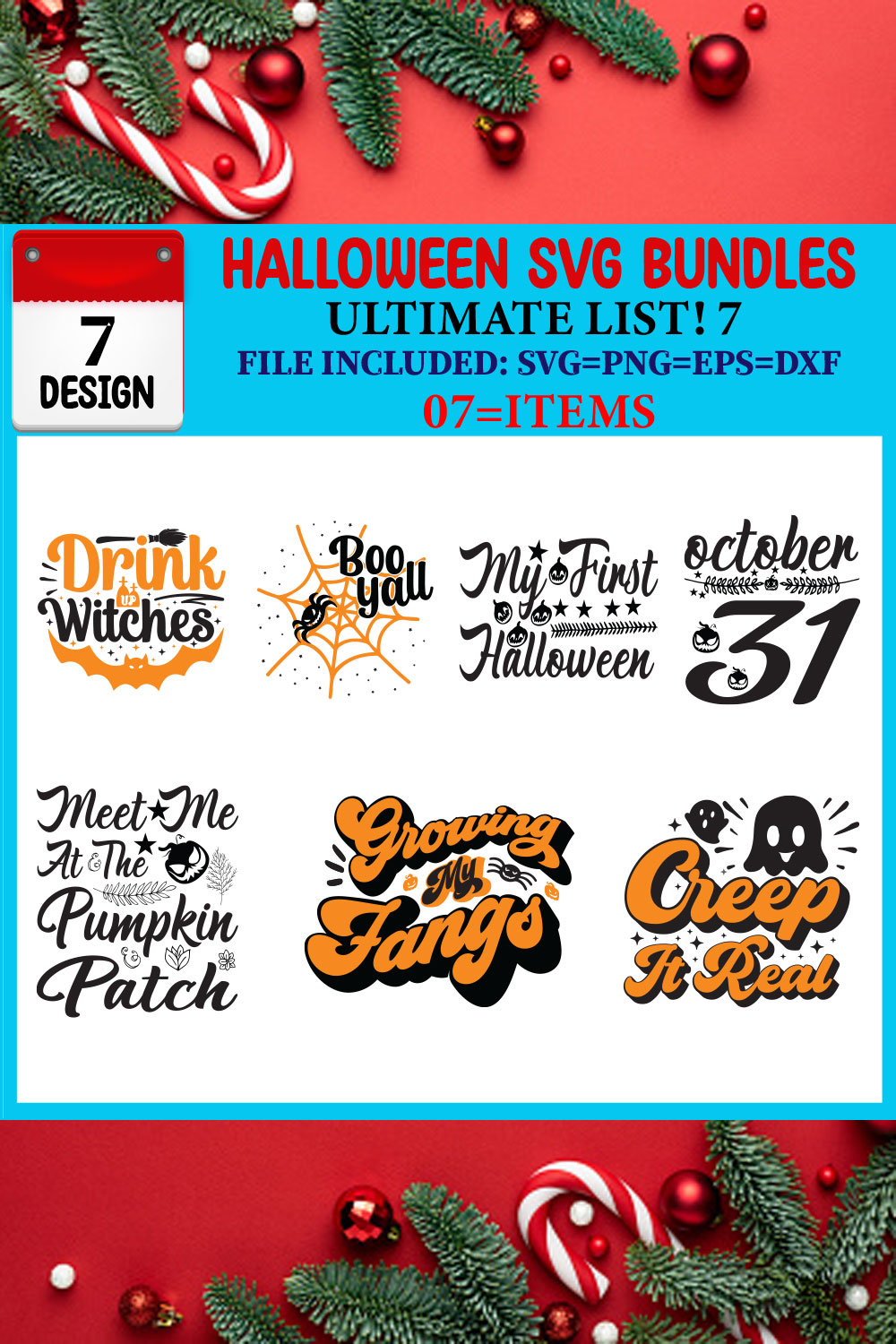 Halloween SVG 07 T-shirt Design Bundle pinterest preview image.