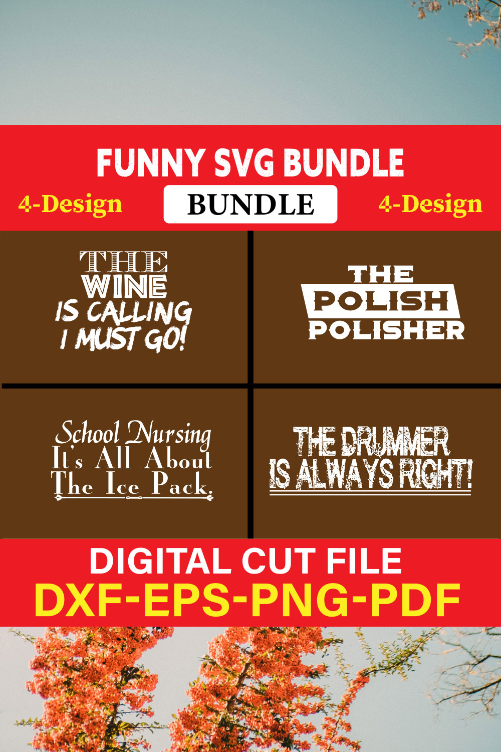 Funny SVG T-shirt Design Bundle Vol-52 pinterest preview image.