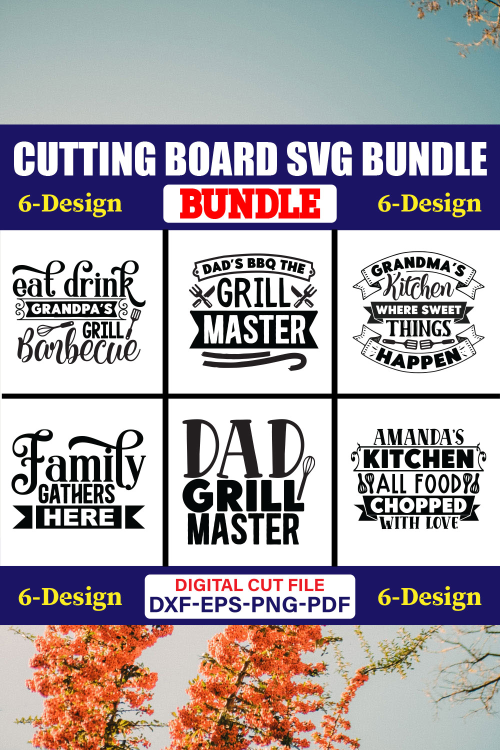 Cutting Board SVG T-shirt Design Bundle Vol-10 pinterest preview image.