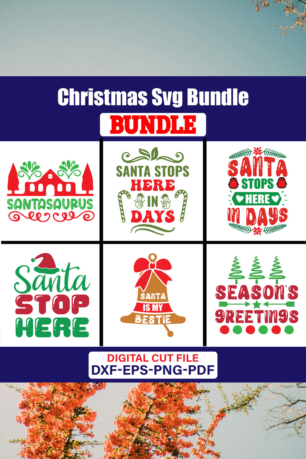 Christmas T-shirt Design Bundle Vol-72 pinterest preview image.