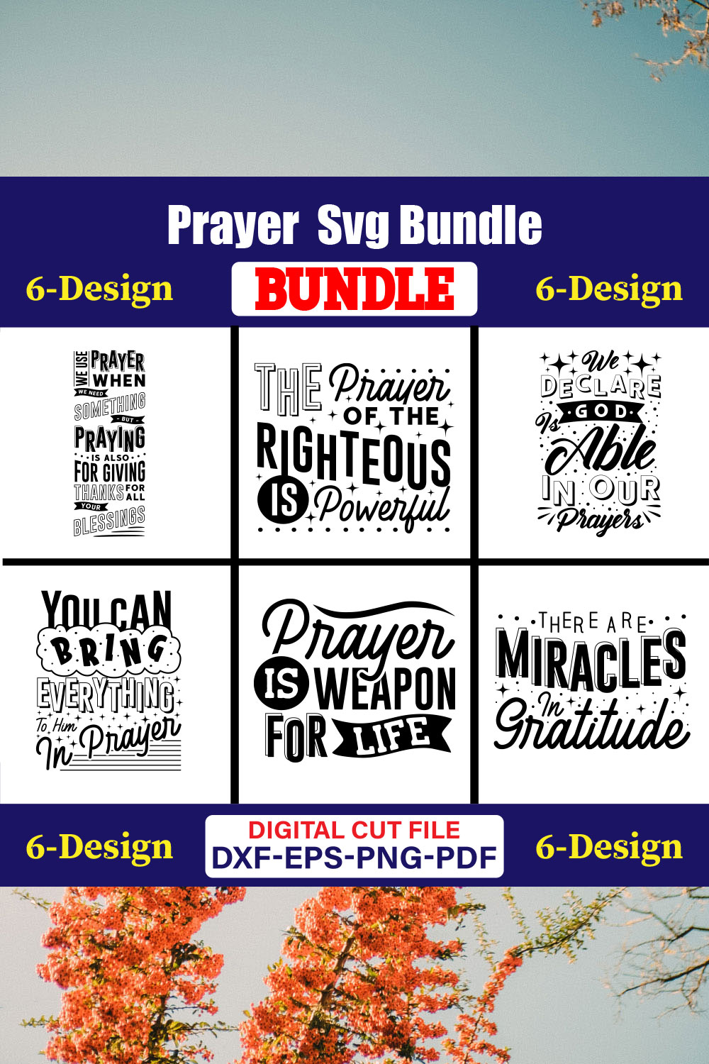 Prayer SVG T-shirt Design Bundle Vol-04 pinterest preview image.