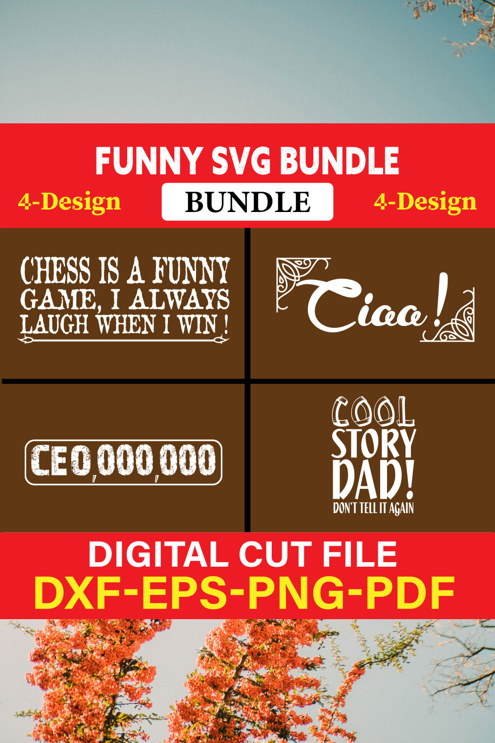 Funny SVG T-shirt Design Bundle Vol-35 pinterest preview image.