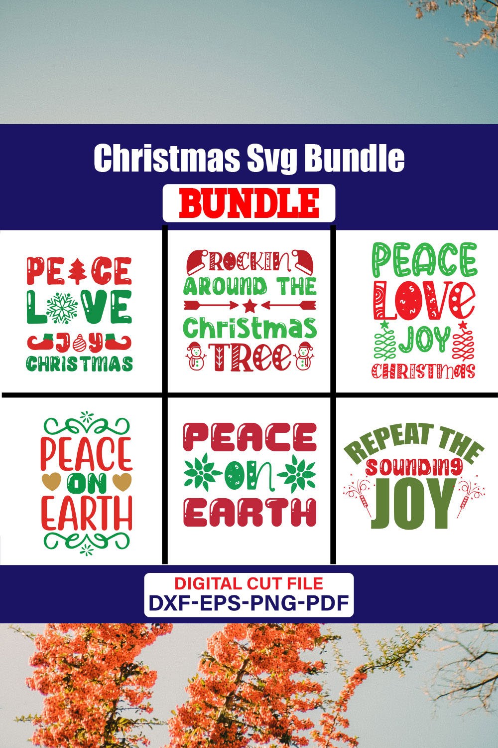 Christmas T-shirt Design Bundle Vol-68 pinterest preview image.