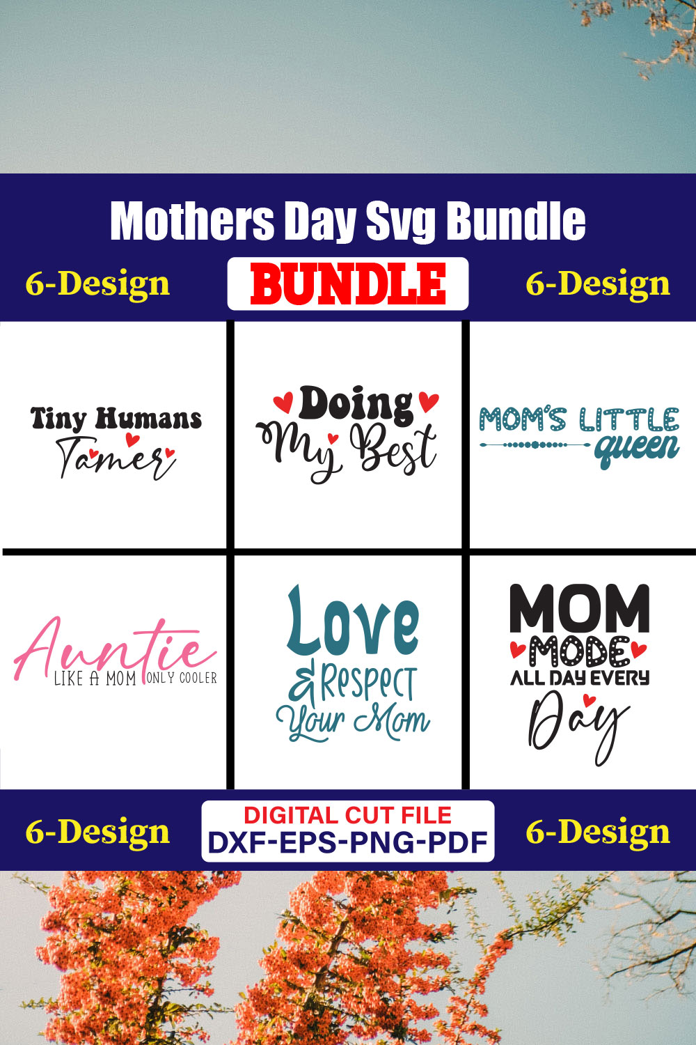 Mothers Day SVG Bundle, Mom life svg, Mama svg, Funny Mom Svg, Blessed mama svg, Mom of boys girls svg-Vol-145 pinterest preview image.