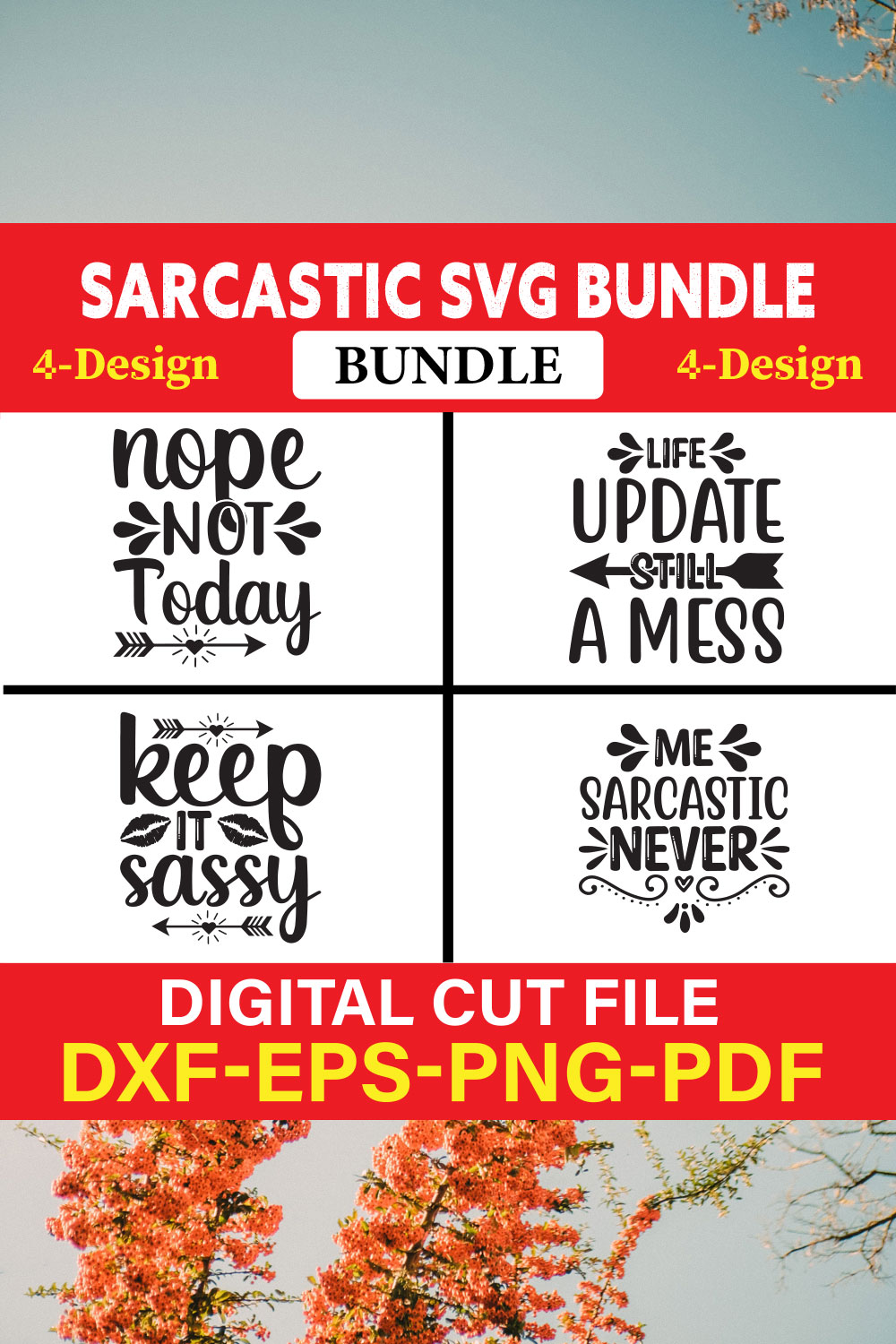 Sarcastic T-shirt Design Bundle Vol-6 pinterest preview image.