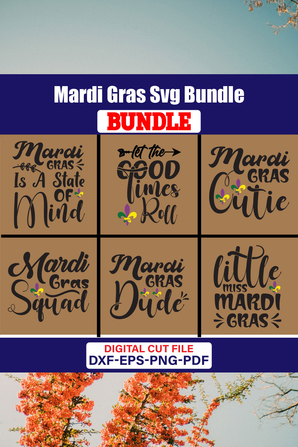 Mardi Gras T-shirt Design Bundle Vol-05 pinterest preview image.