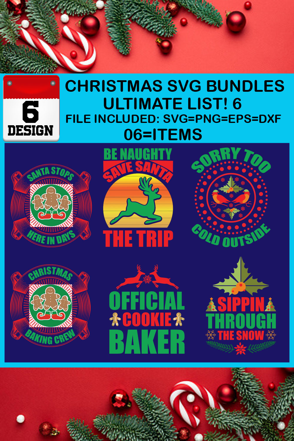 Ultimate List! 6 Christmas SVG Free Bundles pinterest preview image.