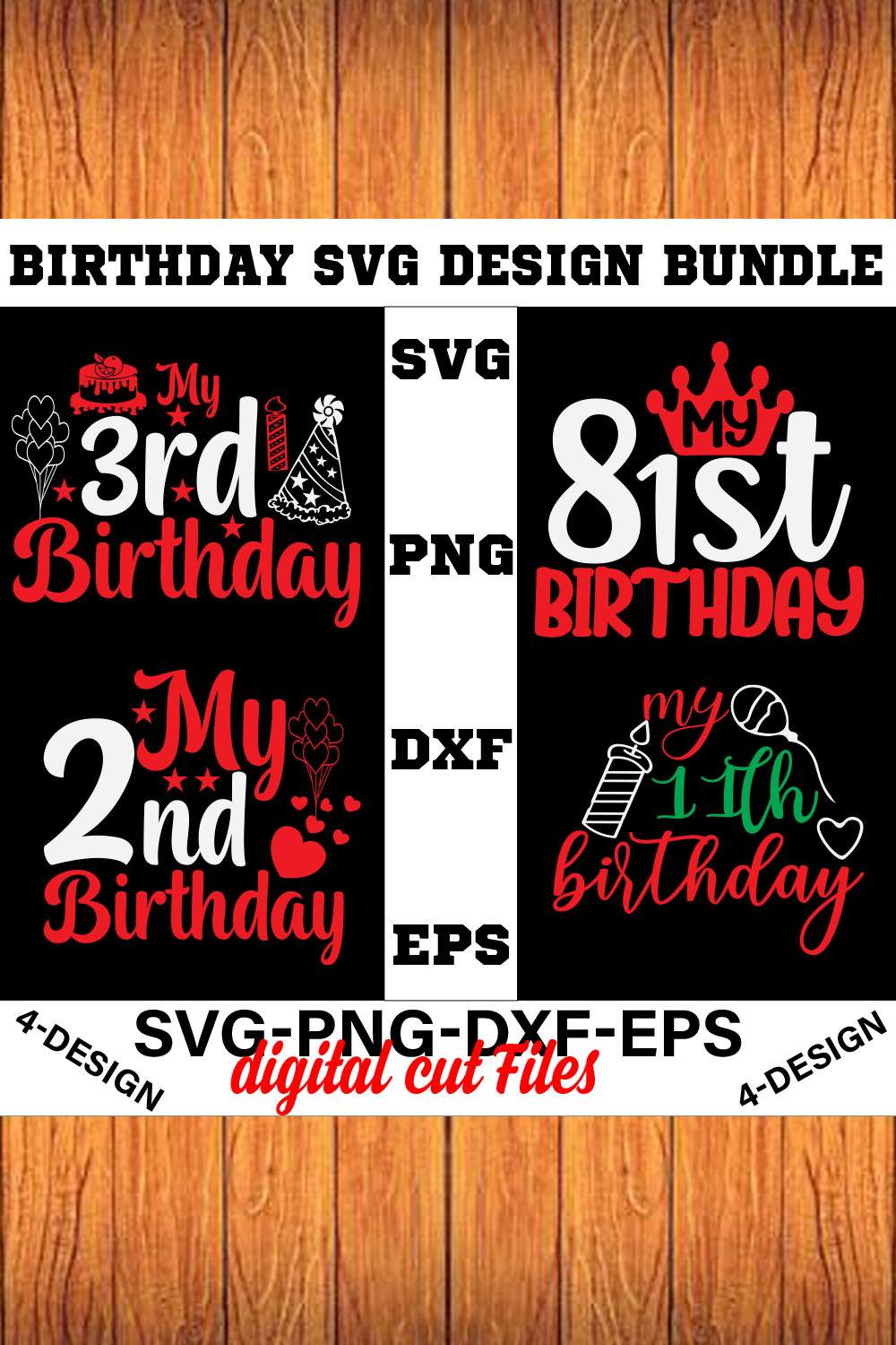 birthday svg design bundle Happy birthday svg bundle hand lettered birthday svg birthday party svg Volume-16 pinterest preview image.