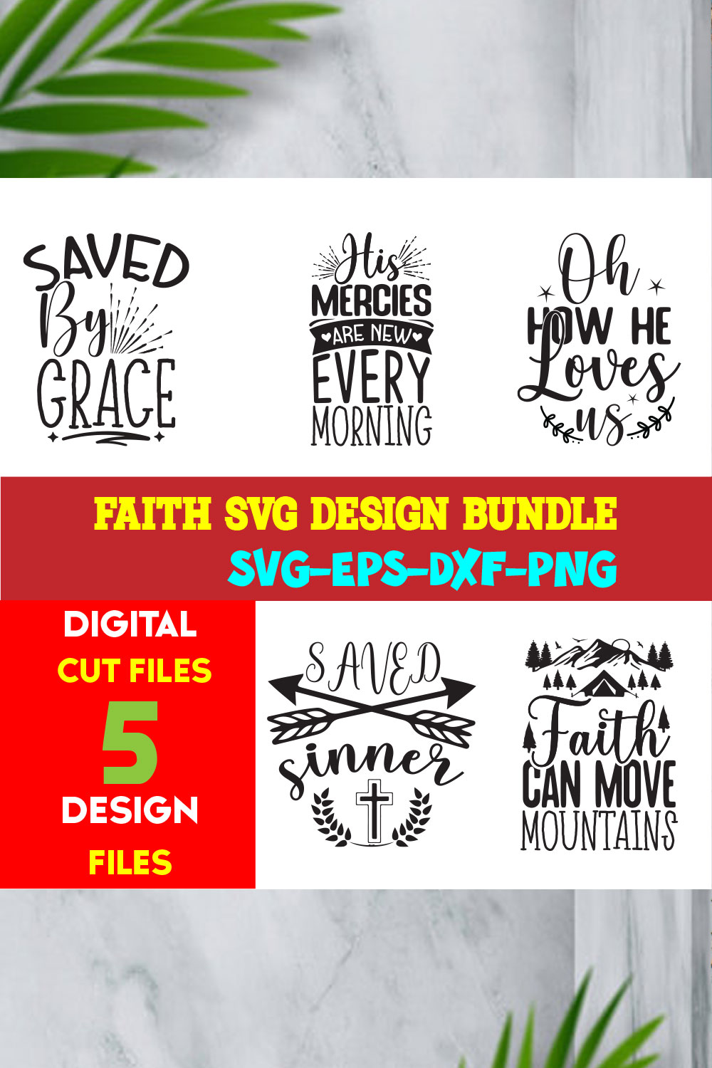 Faith T-shirt Design Bundle Volume-04 pinterest preview image.