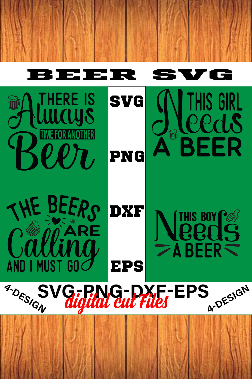 Beer SVG T-shirt Design Volume-04 pinterest preview image.