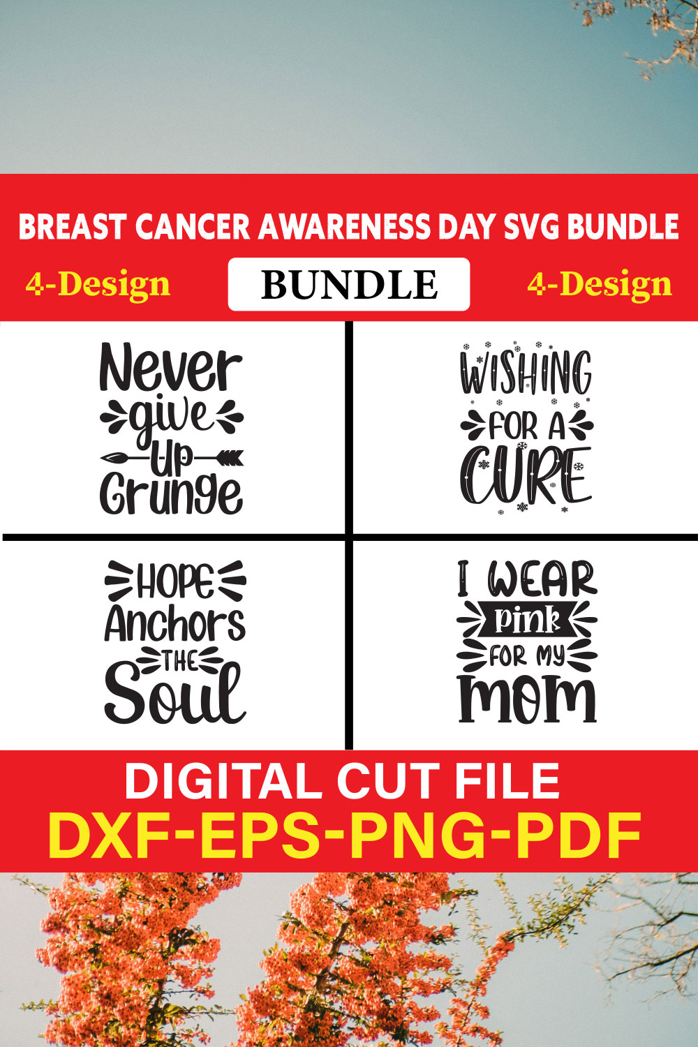 Breast Cancer Awareness T-shirt Design Bundle Vol-3 pinterest preview image.