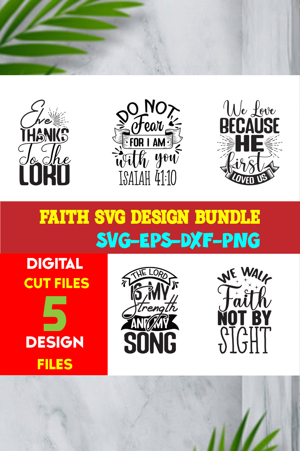 Faith T-shirt Design Bundle Volume-04 pinterest preview image.