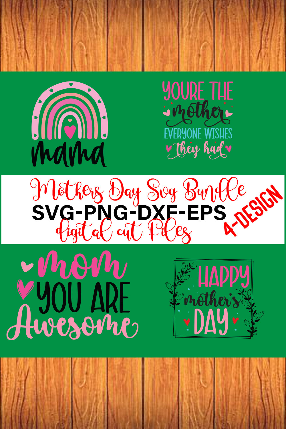 Mothers Day SVG Bundle, mom life svg, Mother's Day, mama svg Volume-17 pinterest preview image.