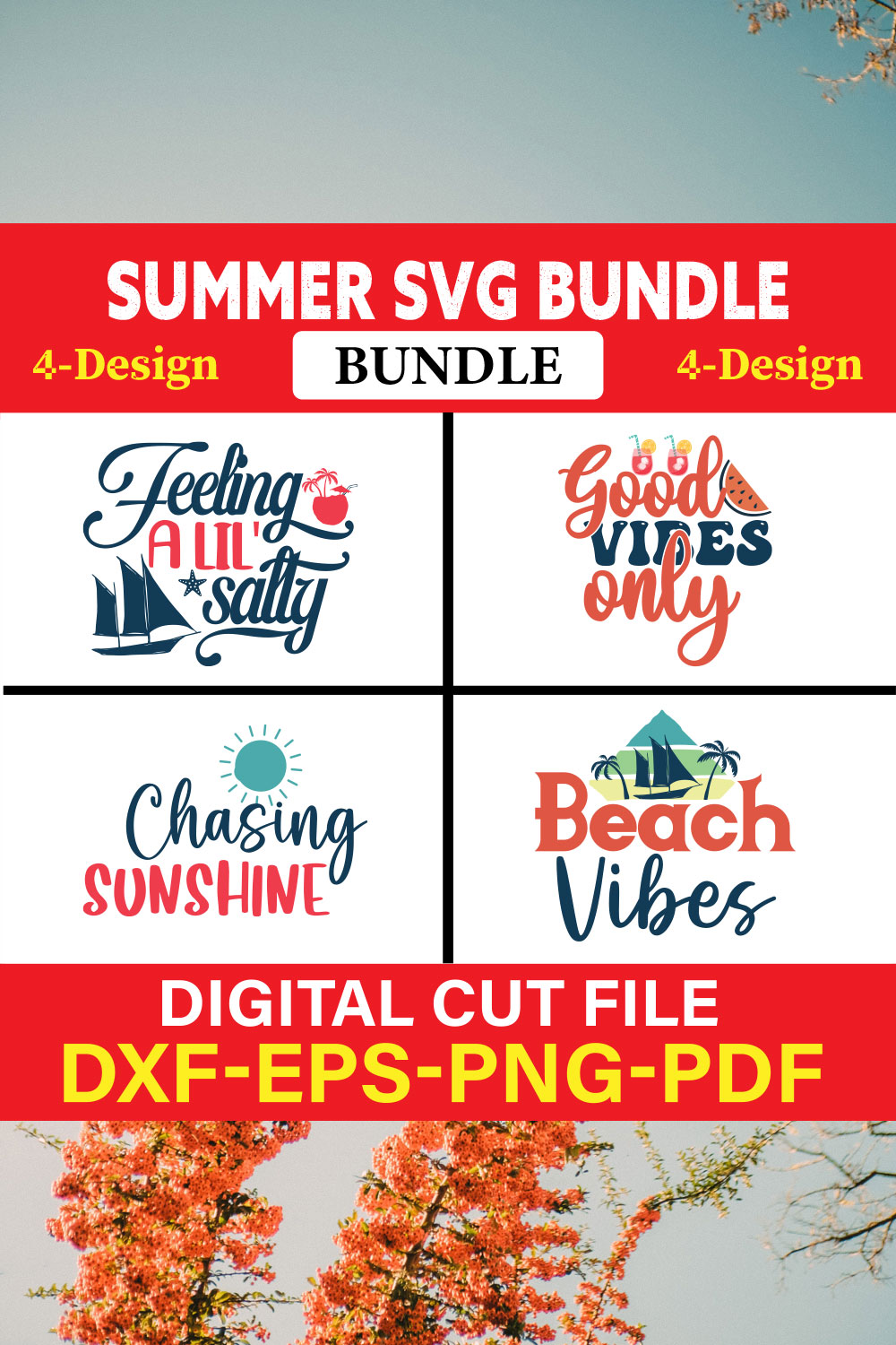 Summer T-shirt Design Bundle Vol-6 pinterest preview image.