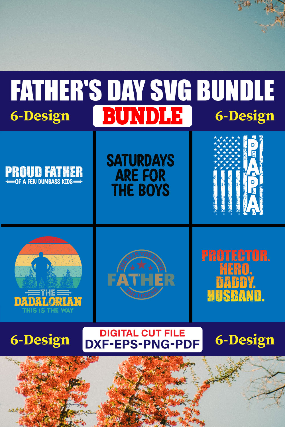 Father's Day SVG T-shirt Design Bundle Vol-29 pinterest preview image.